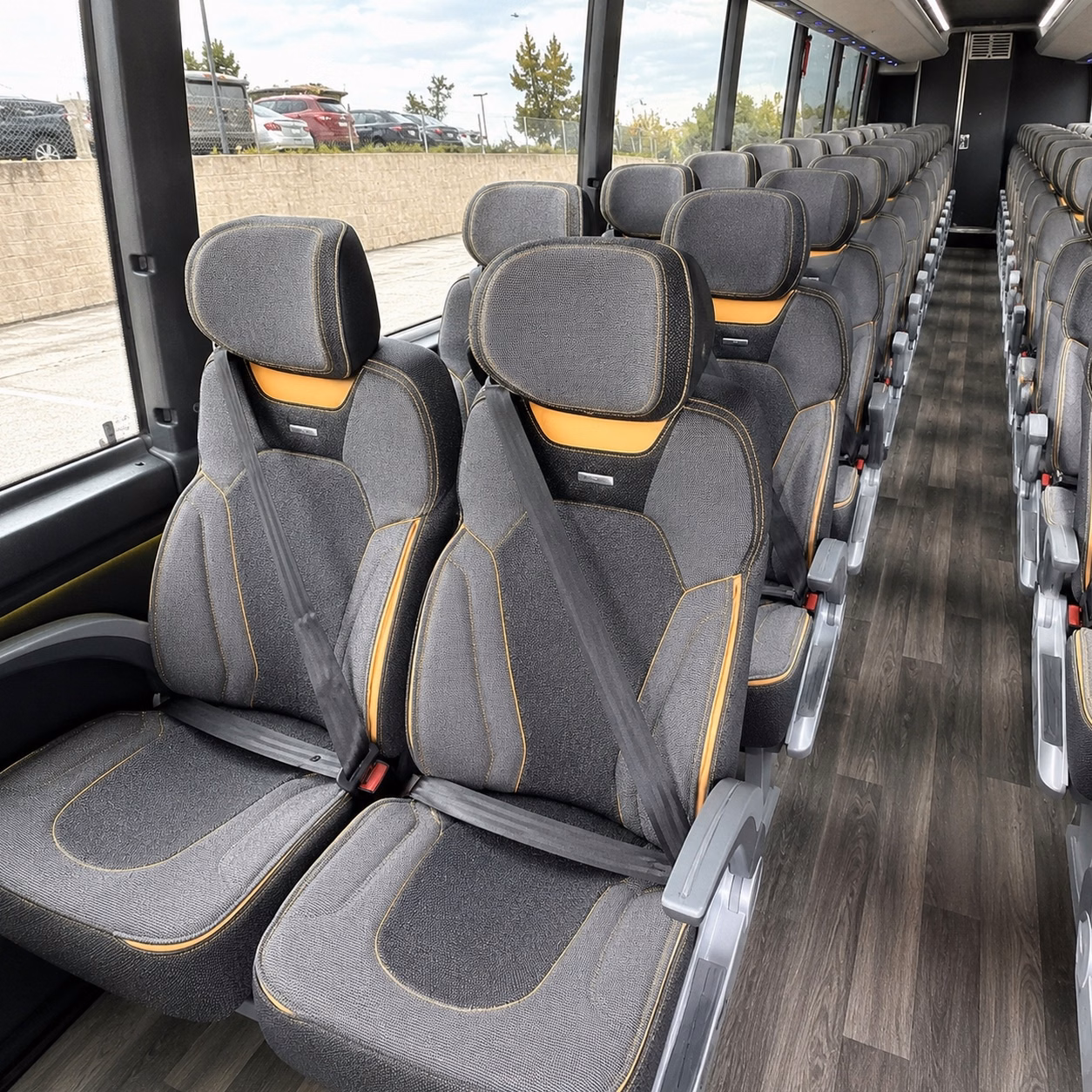 56 passenger charter bus inside